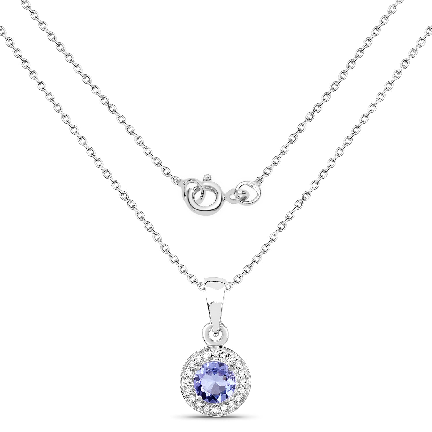 1.05 Carat Genuine Tanzanite and White Topaz .925 Sterling Silver Pendant on sale at MyriadMart