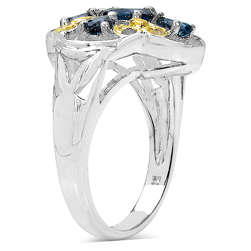 Two Tone Plated 1.45 Carat Genuine London Blue Topaz .925 Sterling Silver Ring on sale at MyriadMart