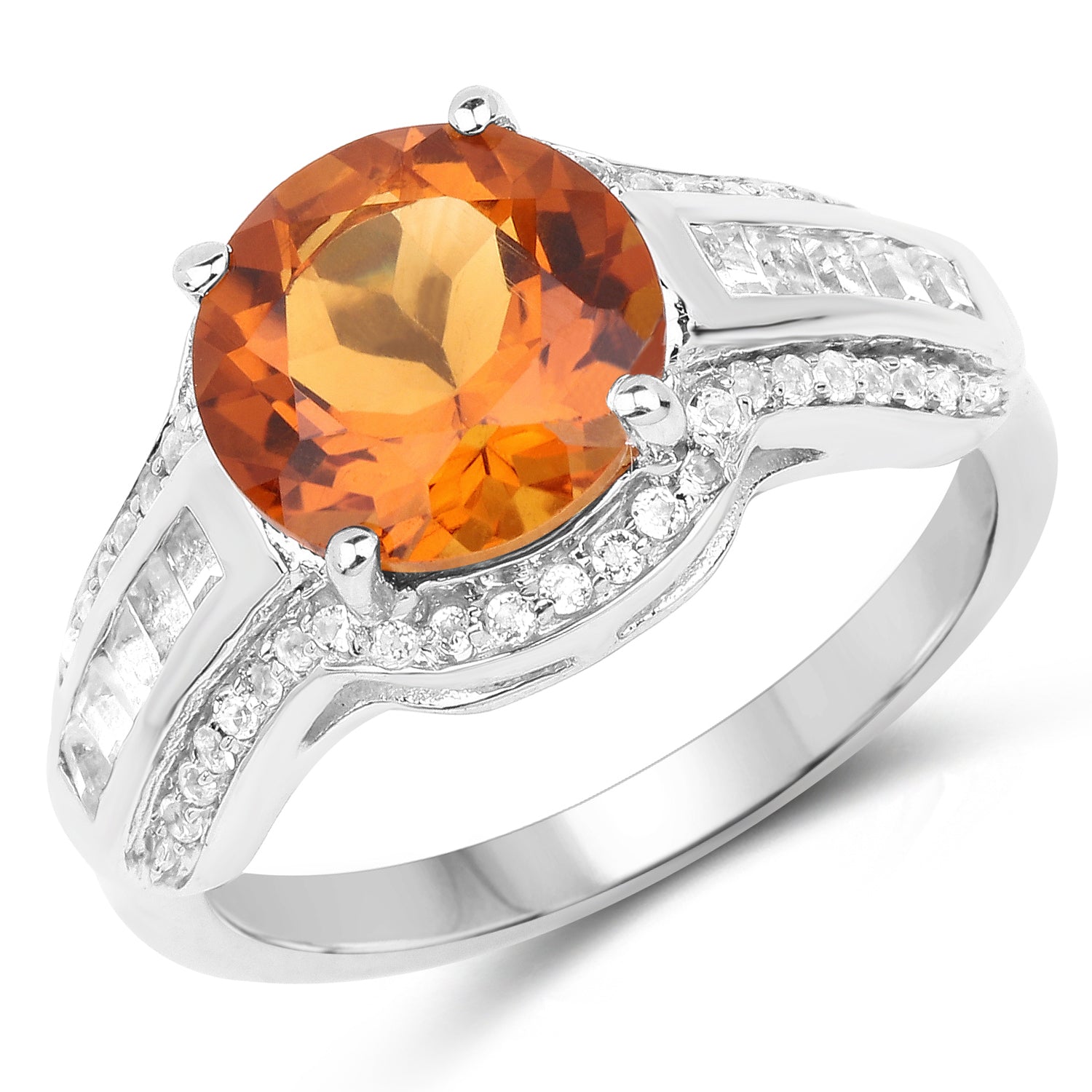 2.81 Carat Genuine Citrine and White Topaz .925 Sterling Silver Ring on sale at MyriadMart