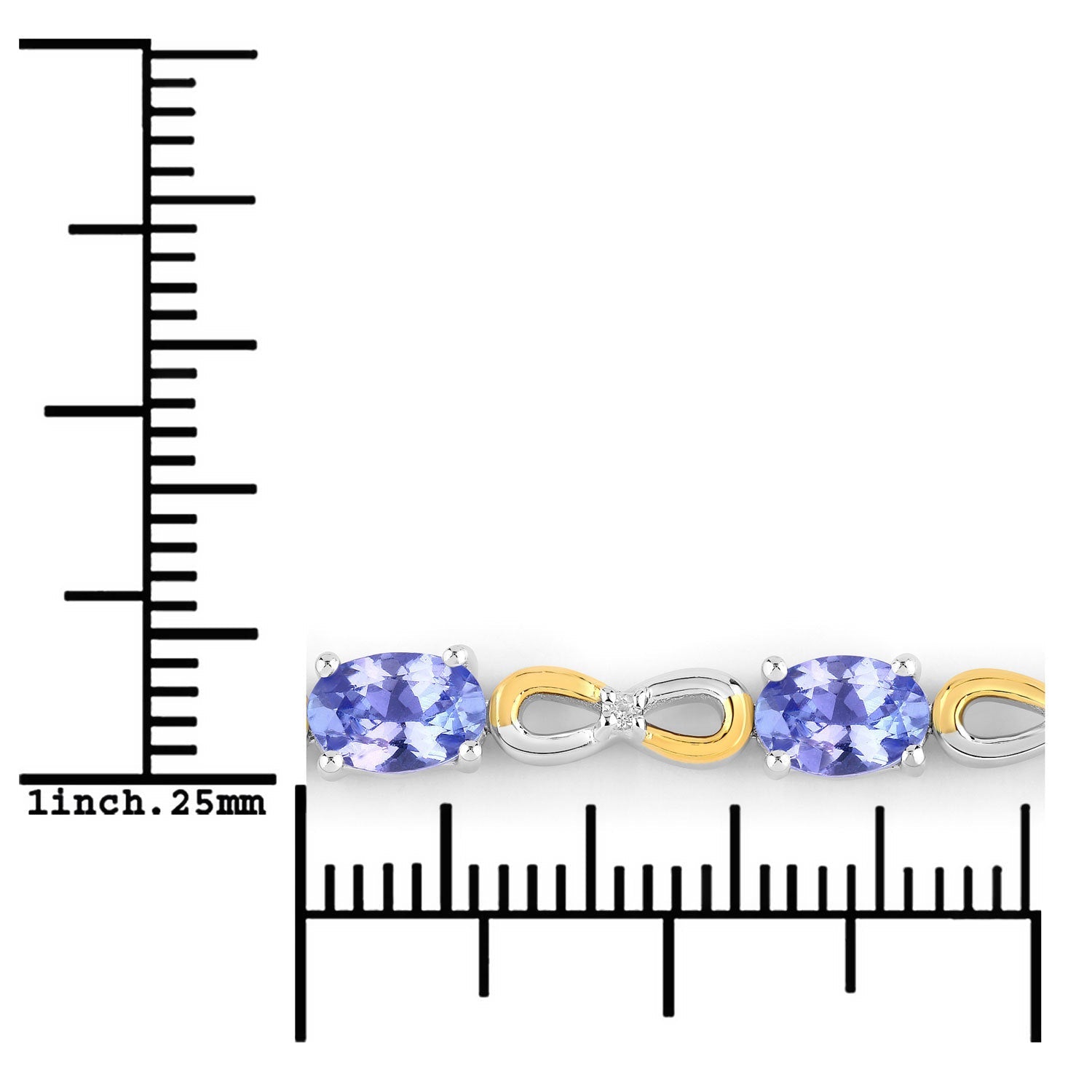 1.81 Carat Genuine Tanzanite and White Topaz .925 Sterling Silver Bracelet on sale at MyriadMart