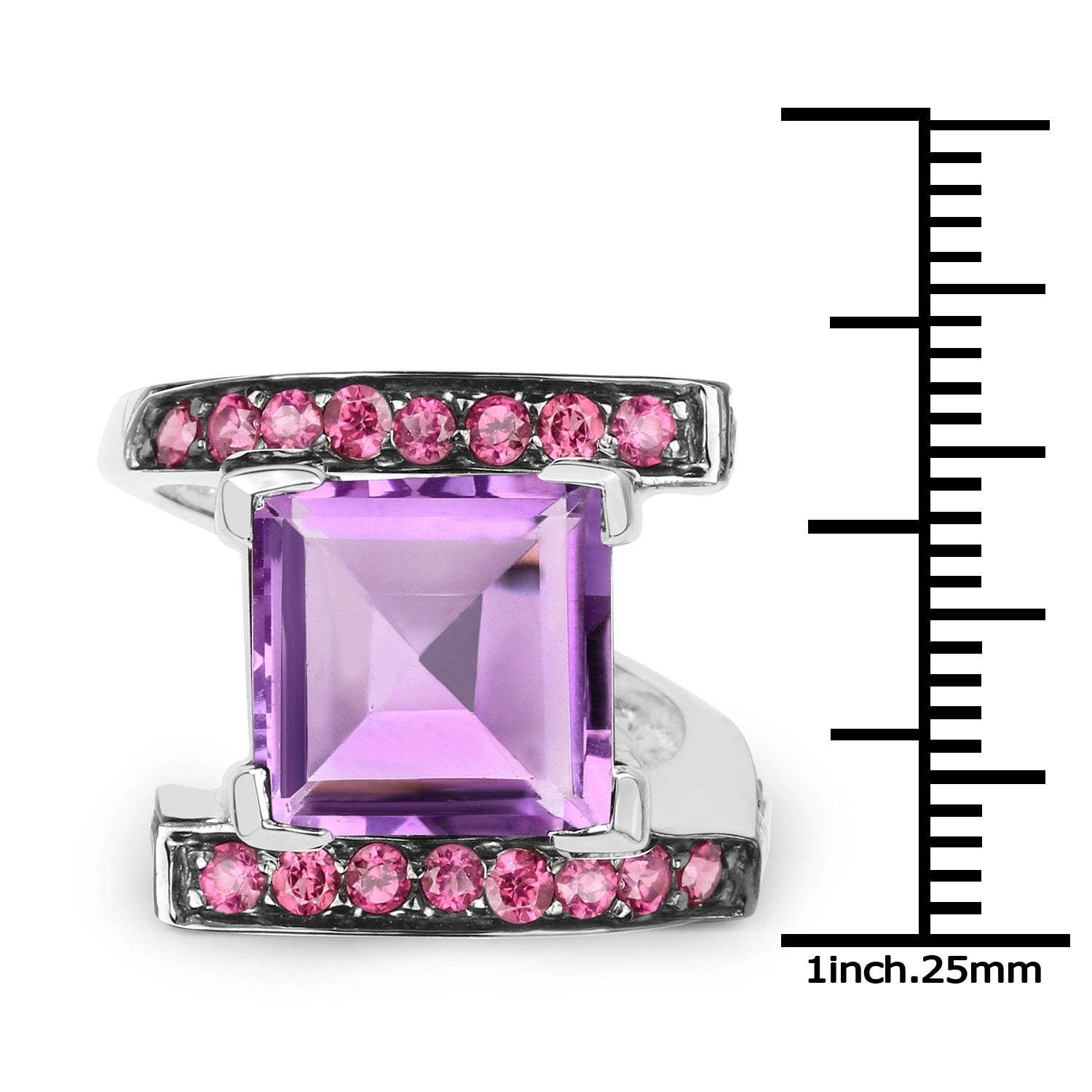6.90 Carat Genuine Amethyst and Rhodolite .925 Sterling Silver Ring on sale at MyriadMart