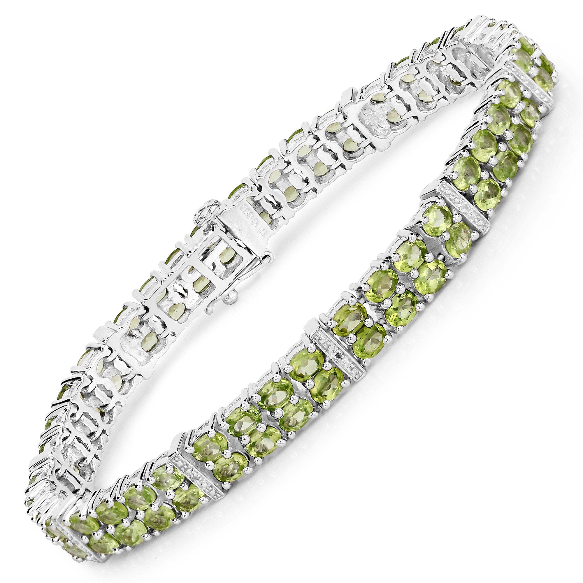 12.97 Carat Genuine Peridot and White Topaz .925 Sterling Silver Bracelet on sale at MyriadMart