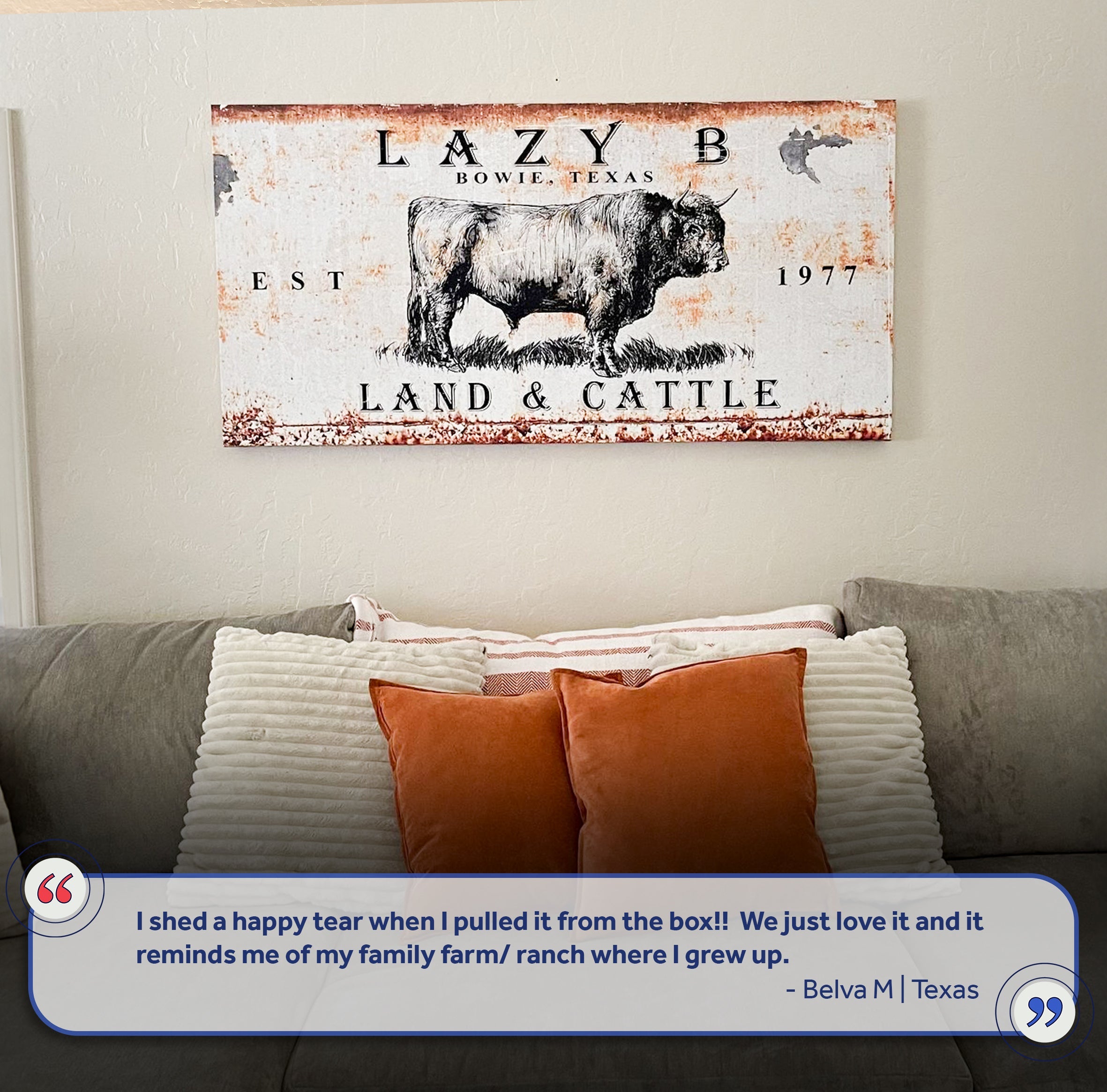 Land And Cattle Rustic Sign on sale at MyriadMart