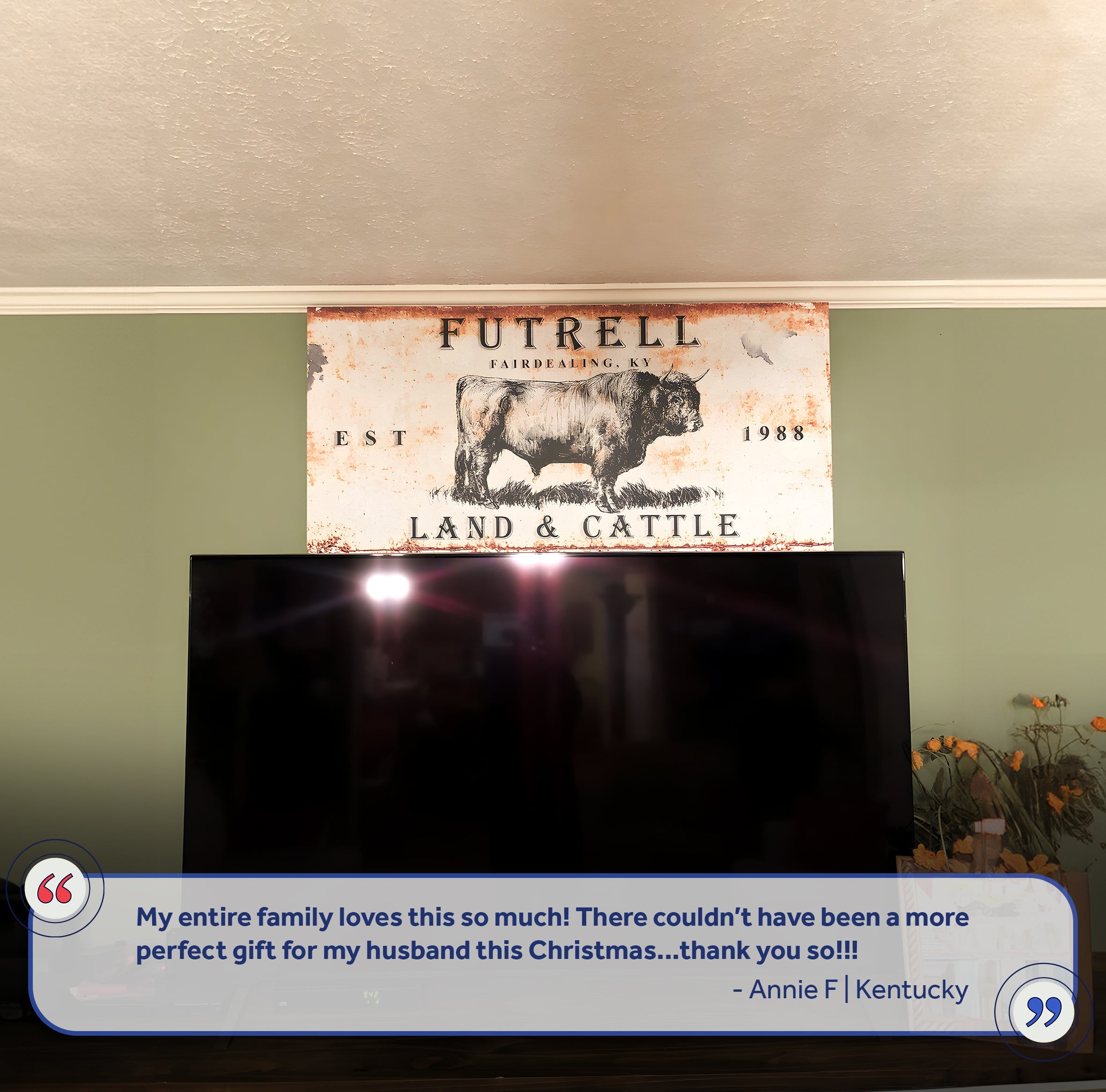 Land And Cattle Rustic Sign on sale at MyriadMart