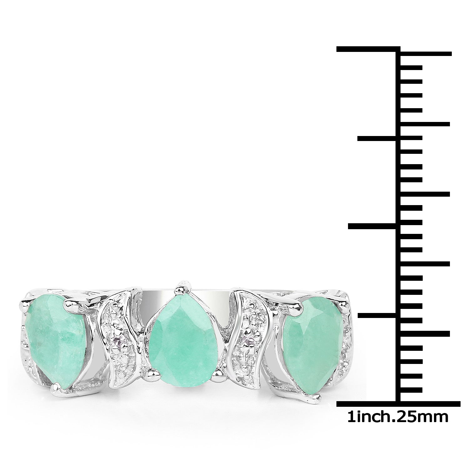 1.87 Carat Genuine Emerald and White Topaz .925 Sterling Silver Ring on sale at MyriadMart