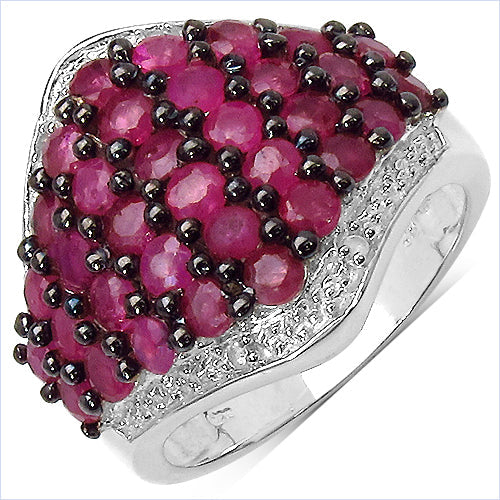 2.76 Carat Genuine Ruby & White Topaz .925 Sterling Silver Ring on sale at MyriadMart