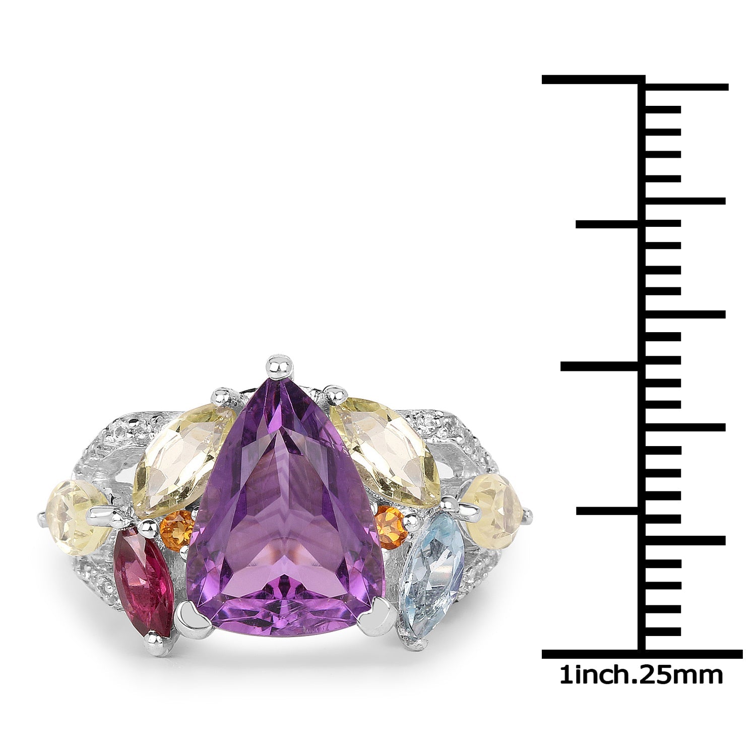 6.30 Carat Genuine Multi Stone .925 Sterling Silver Ring on sale at MyriadMart