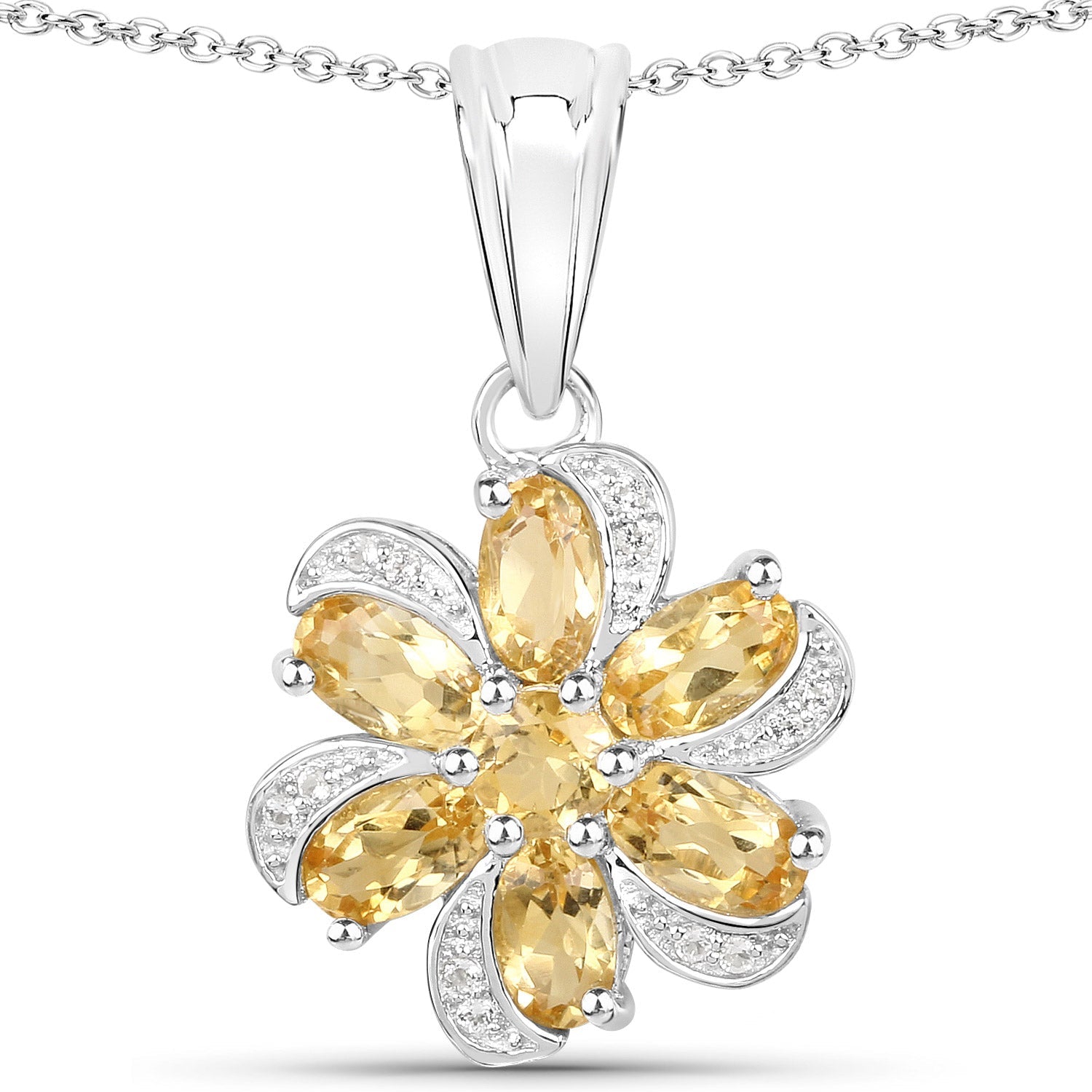 7.92 Carat Genuine Citrine and White Topaz .925 Sterling Silver 3 Piece Jewelry Set Ring, Earrings, and Pendant w/ Chain on sale at MyriadMart