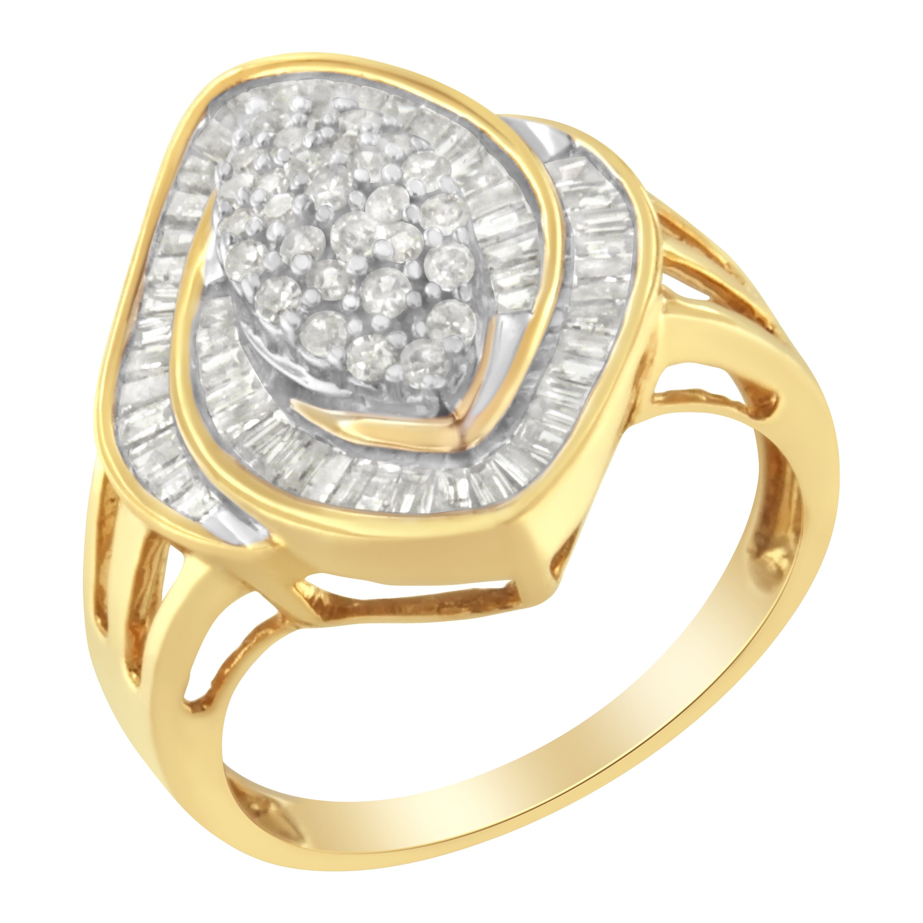 10K Yellow Gold Diamond Cluster Ring 3/4 Cttw, J-K Color, I2-I3 Clarity - Size 6 on sale at MyriadMart