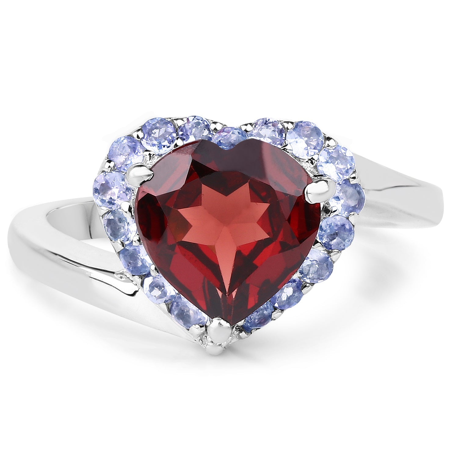 3.26 Carat Genuine Garnet and Tanzanite .925 Sterling Silver Ring on sale at MyriadMart
