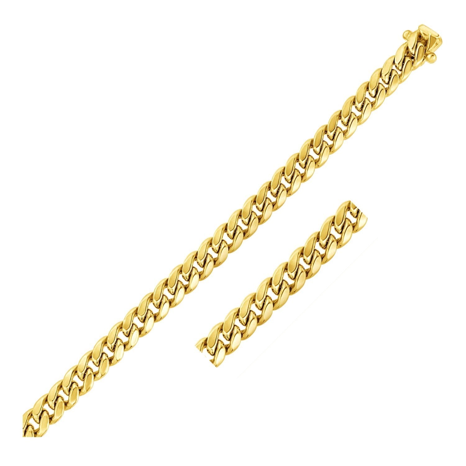 10k Yellow Gold Semi Solid Miami Cuban Bracelet 7.20 mm on sale at MyriadMart