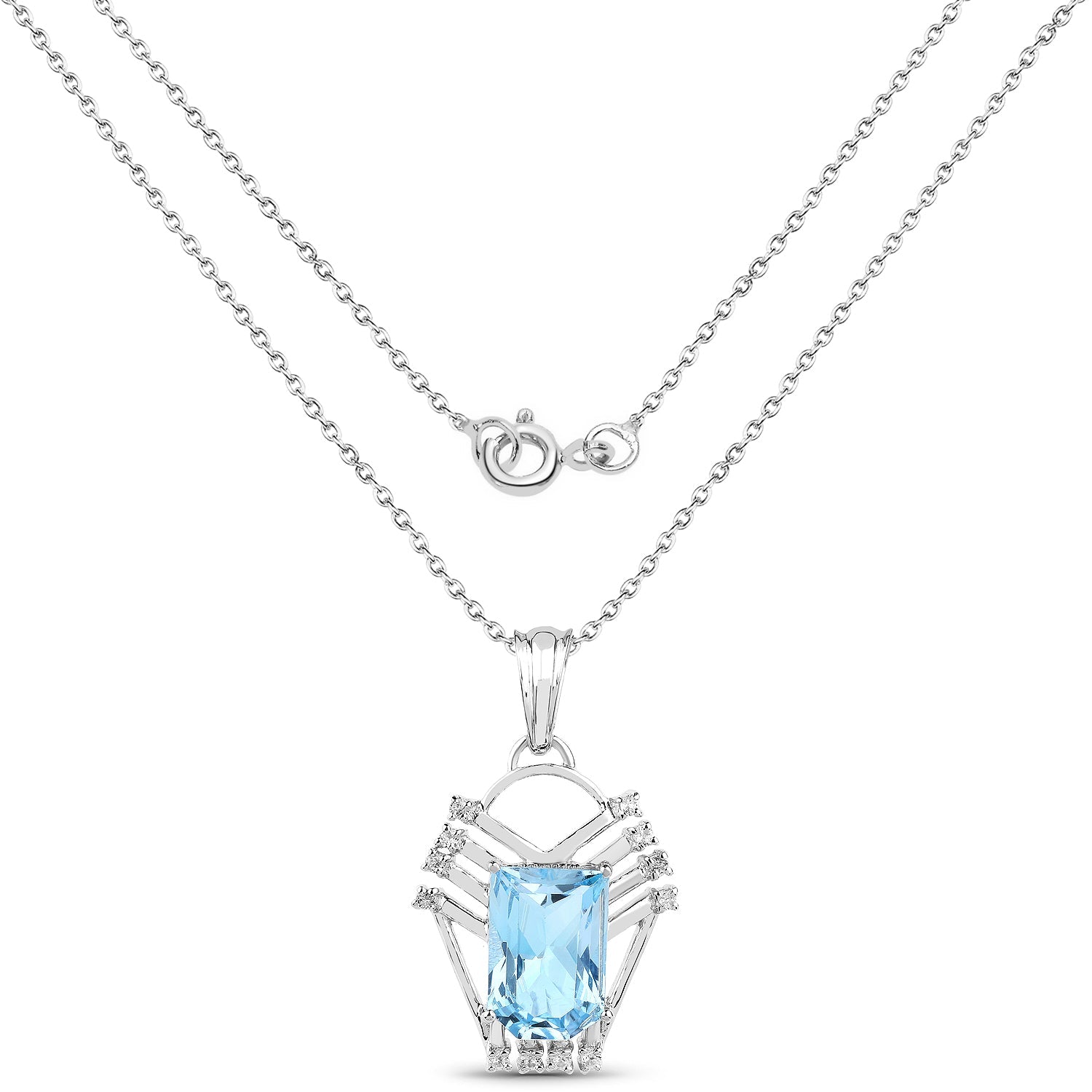 5.76 Carat Genuine Swiss Blue Topaz & White Topaz .925 Sterling Silver Pendant on sale at MyriadMart