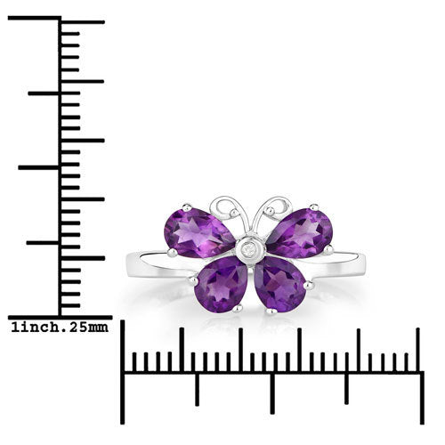 1.35 Carat Genuine Amethyst and Created White Sapphire .925 Sterling Silver Ring on sale at MyriadMart