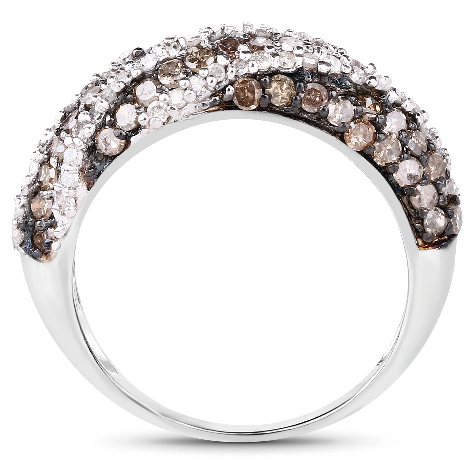 1.25 Carat Genuine Champagne Diamond & White Diamond .925 Sterling Silver Ring on sale at MyriadMart