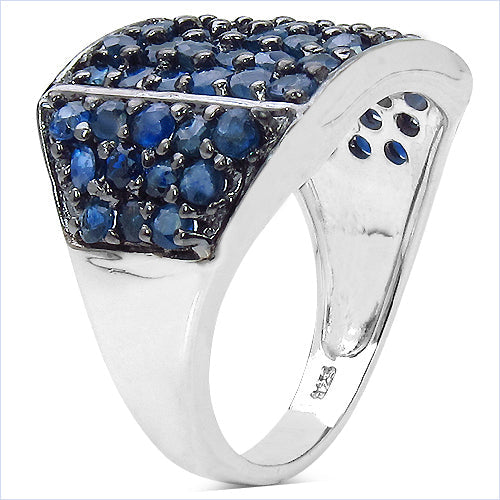 2.86 Carat Genuine Blue Sapphire .925 Sterling Silver Ring on sale at MyriadMart