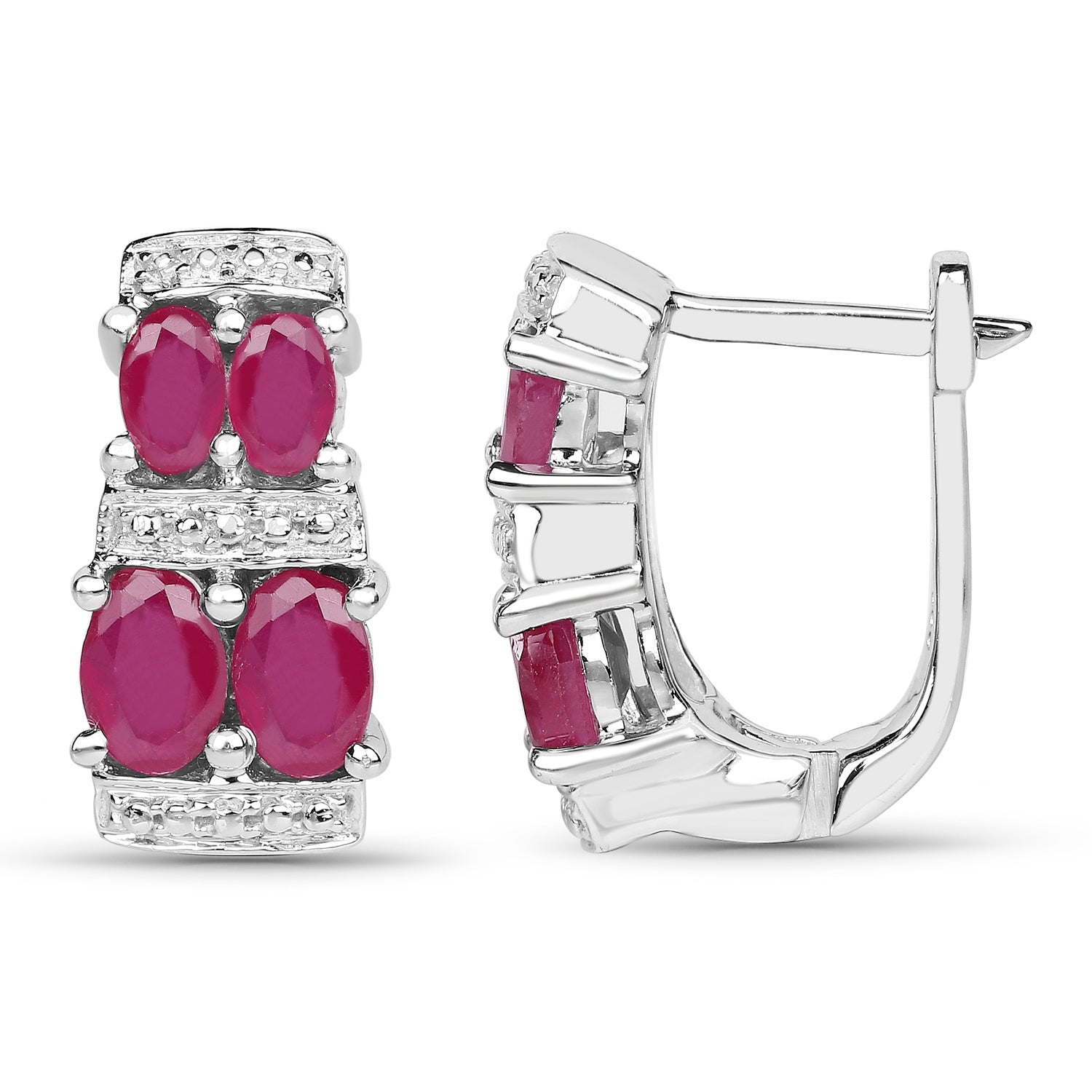 3.20 Carat Glass Filled Ruby .925 Sterling Silver Earrings on sale at MyriadMart