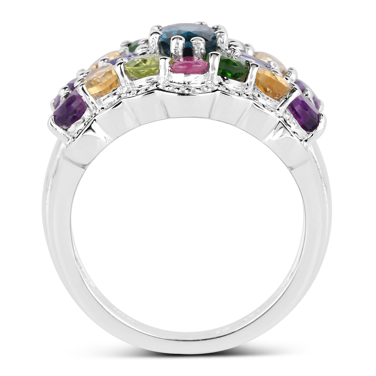 4.02 Carat Genuine Multi Stone .925 Sterling Silver Ring on sale at MyriadMart