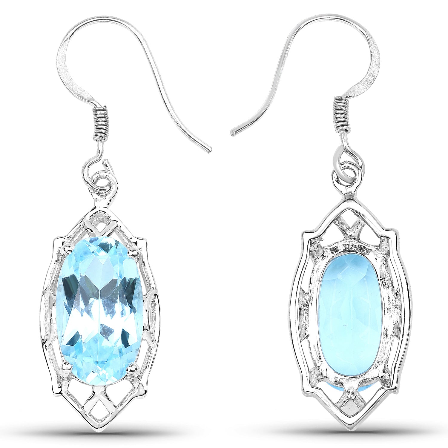 13.68 Carat Genuine Blue Topaz .925 Sterling Silver Earrings on sale at MyriadMart