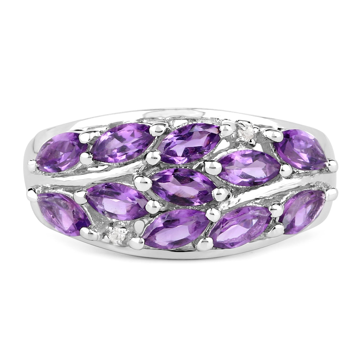 1.67 Carat Genuine Amethyst and White Topaz .925 Sterling Silver Ring on sale at MyriadMart