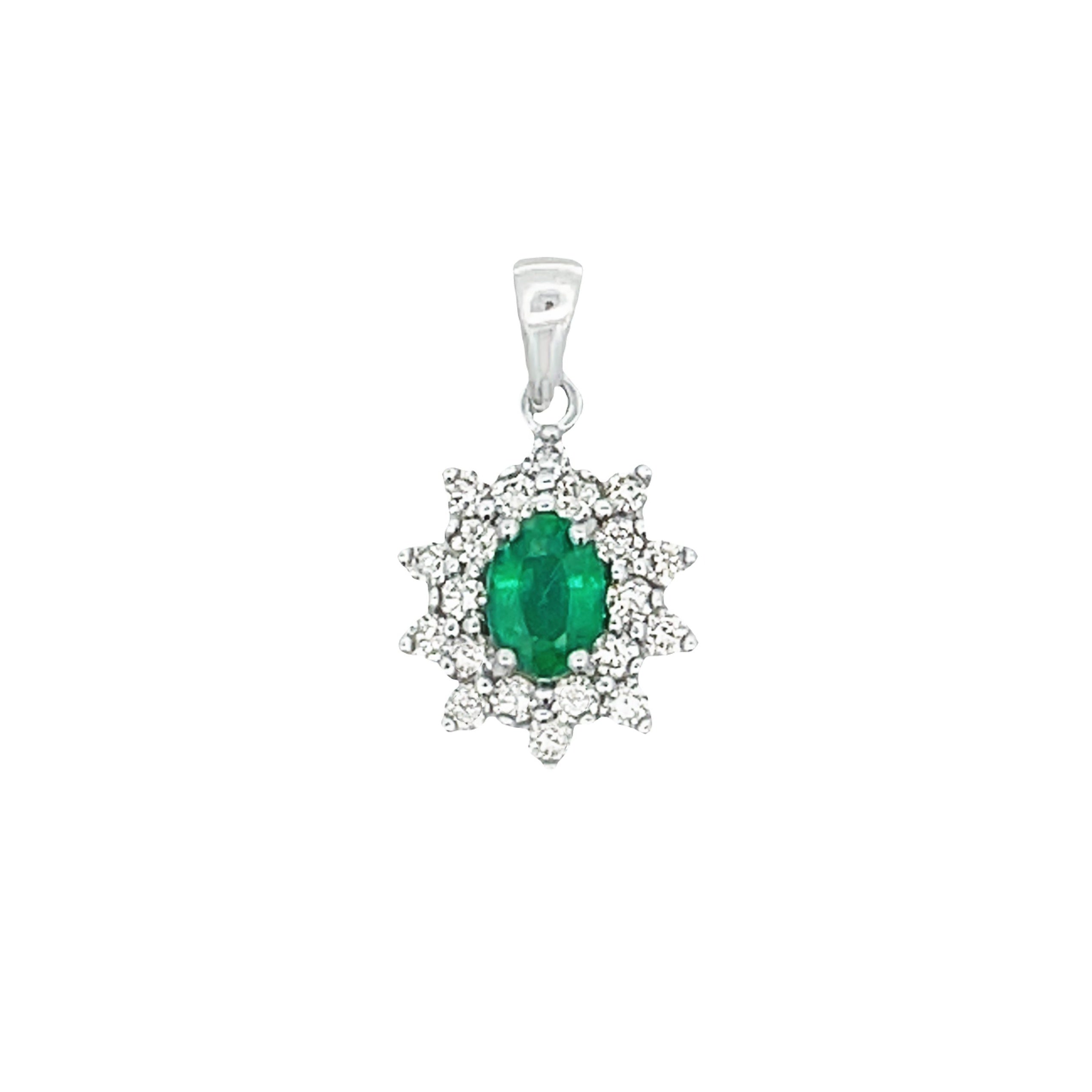 1.43ct Emerald Diamond Fashion Pendants 14KT White Gold on sale at MyriadMart