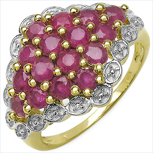 14K Yellow Gold Plated 2.08 Carat Genuine Ruby .925 Sterling Silver Ring on sale at MyriadMart