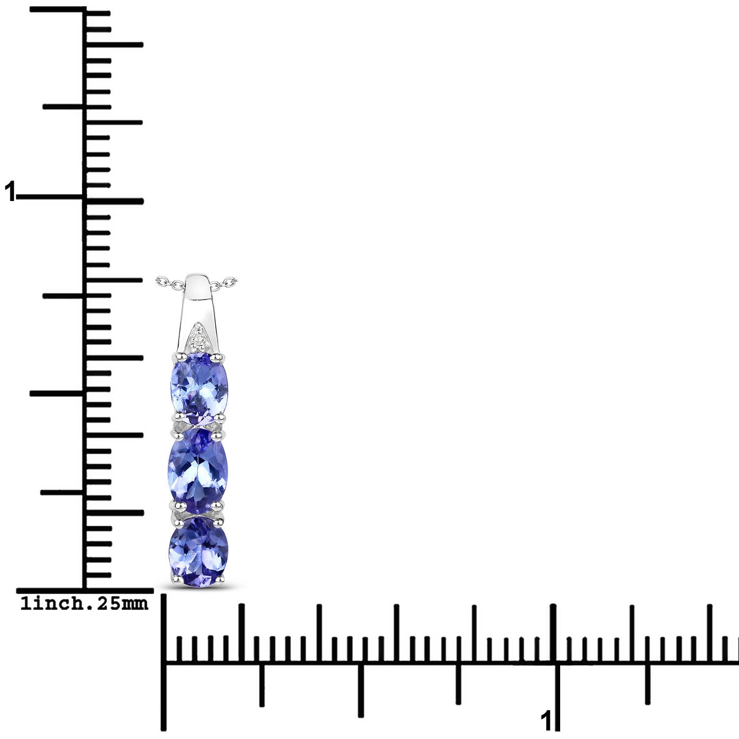 1.11 Carat Genuine Tanzanite and White Diamond .925 Sterling Silver Pendant on sale at MyriadMart