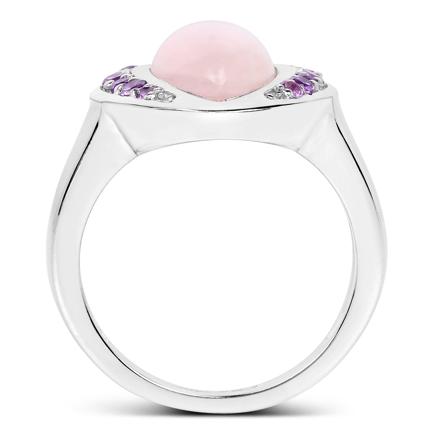 3.57 Carat Genuine Rose Quartz And Amethyst .925 Sterling Silver Ring on sale at MyriadMart