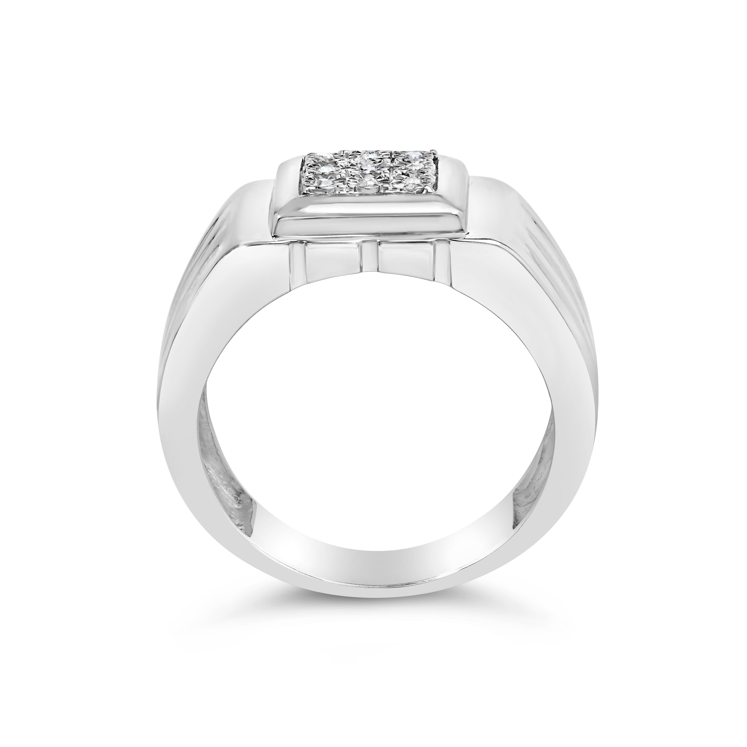 .925 Sterling Silver Diamond Accent Miracle-Set 9 Stone Ridged Band Gentlemen's Fashion Ring I-J Color, I3 Clarity - Size 10 on sale at MyriadMart
