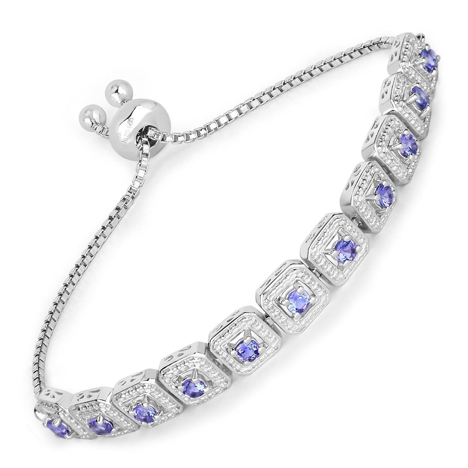 1.10 Carat Genuine Tanzanite .925 Sterling Silver Bracelet on sale at MyriadMart