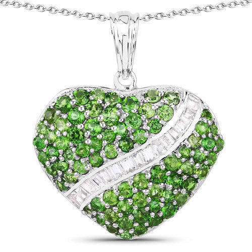 4.51 Carat Genuine Chrome Diopside and White Topaz .925 Sterling Silver Pendant on sale at MyriadMart