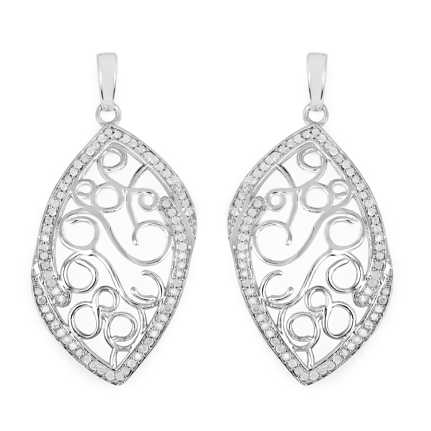 0.73 Carat Genuine White Diamond .925 Sterling Silver Earrings on sale at MyriadMart