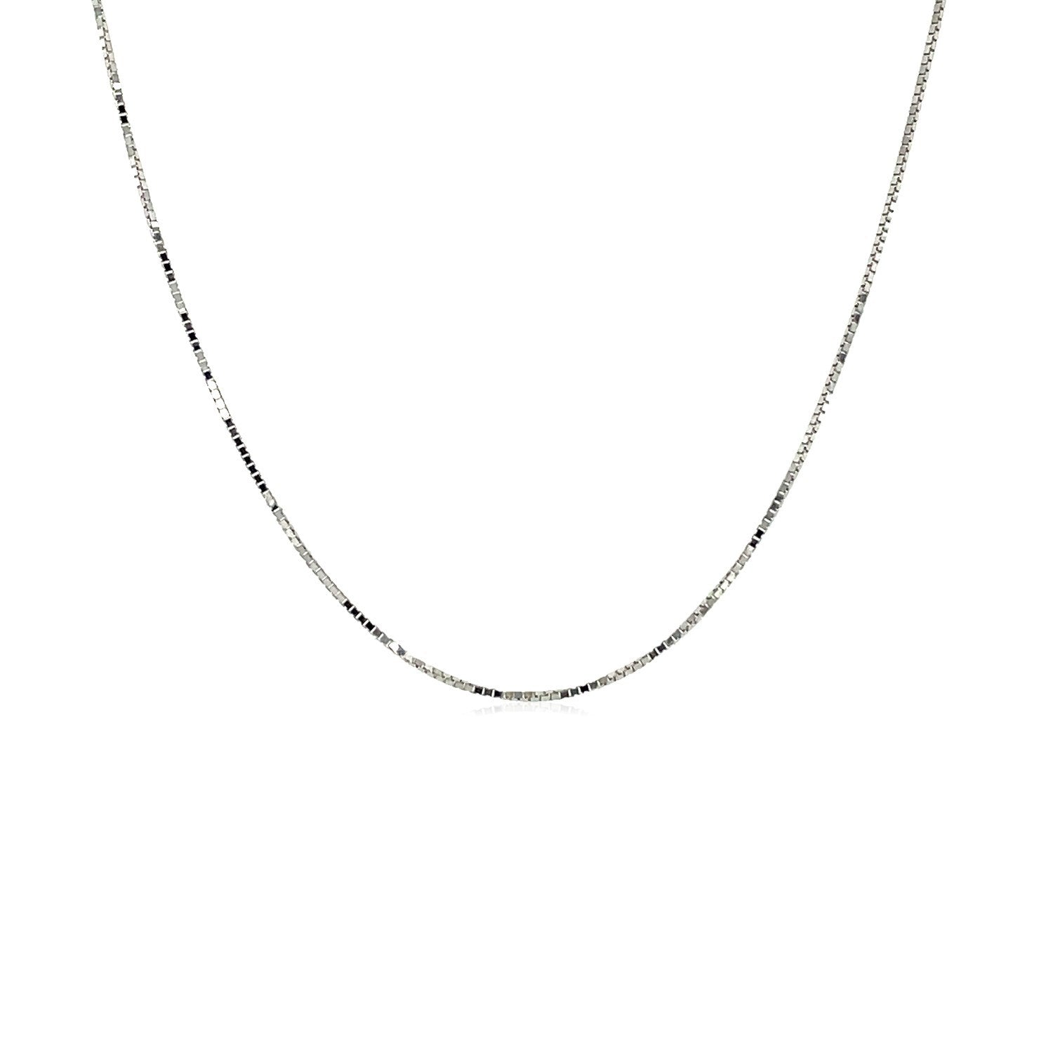18k White Gold Box Chain 0.6mm on sale at MyriadMart