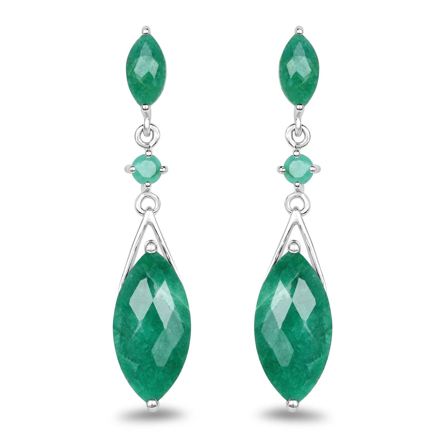 8.52 Carat Dyed Emerald & Emerald .925 Sterling Silver Earrings on sale at MyriadMart