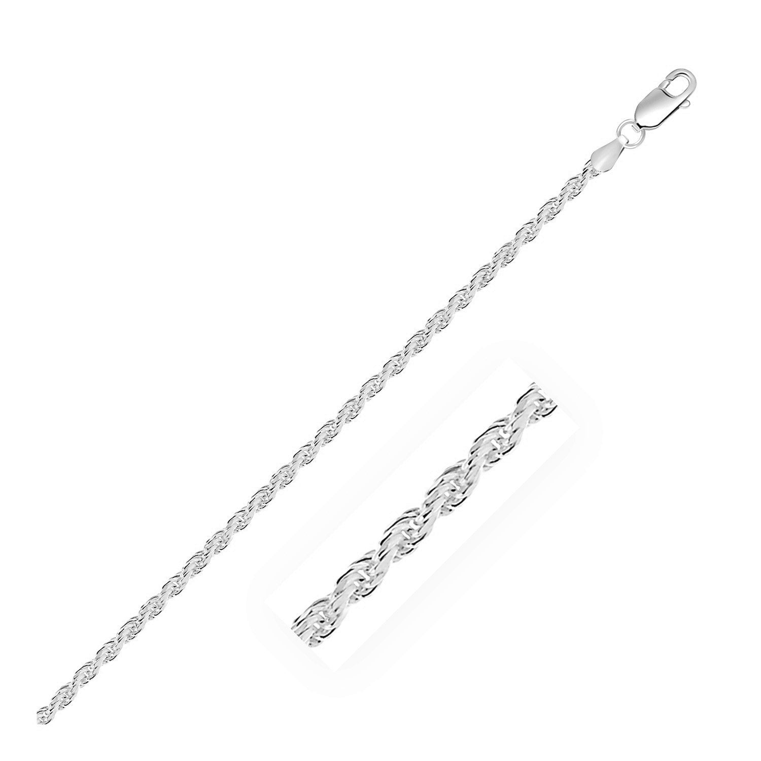 Sterling Silver 2.9mm Diamond Cut Rope Style Chain on sale at MyriadMart