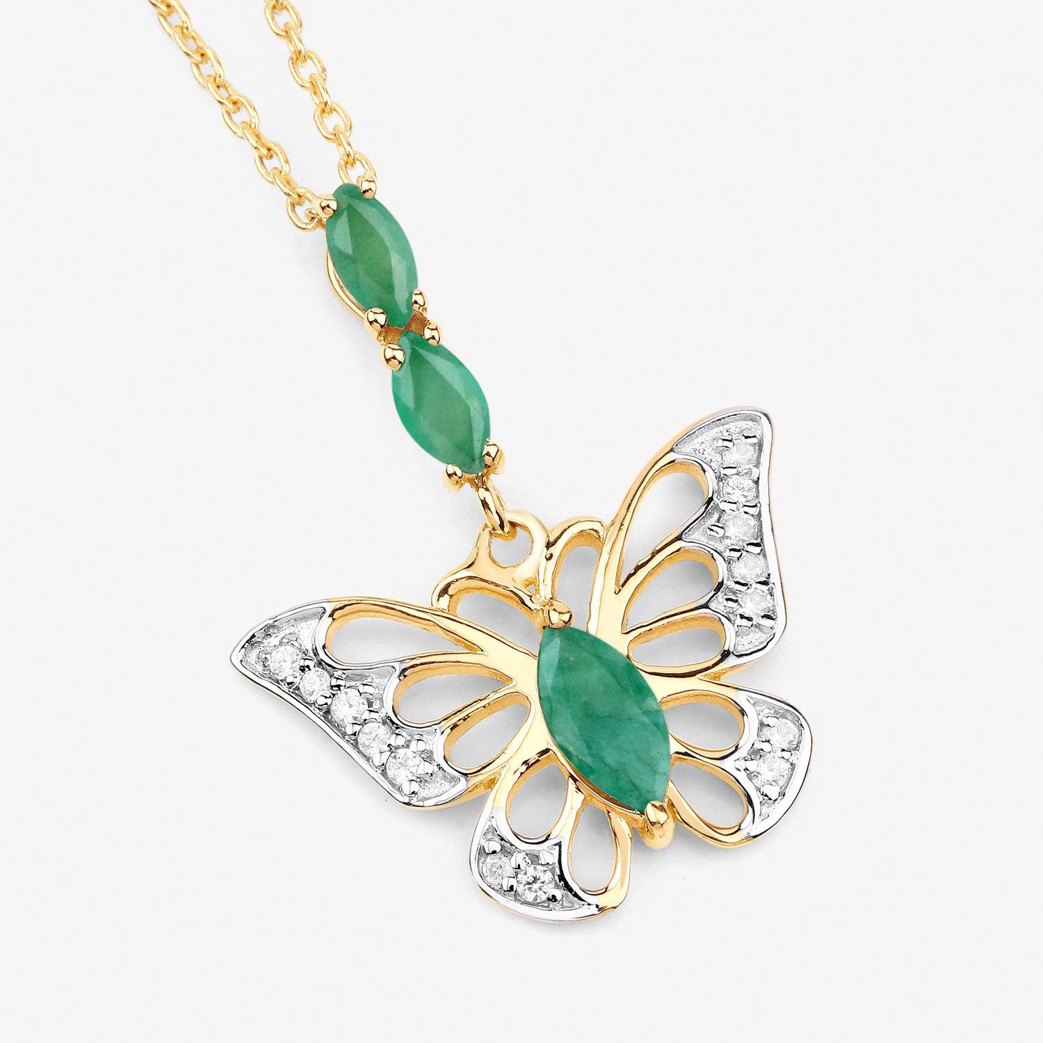 0.72 Carat Genuine Emerald and White Zircon .925 Sterling Silver Pendant on sale at MyriadMart