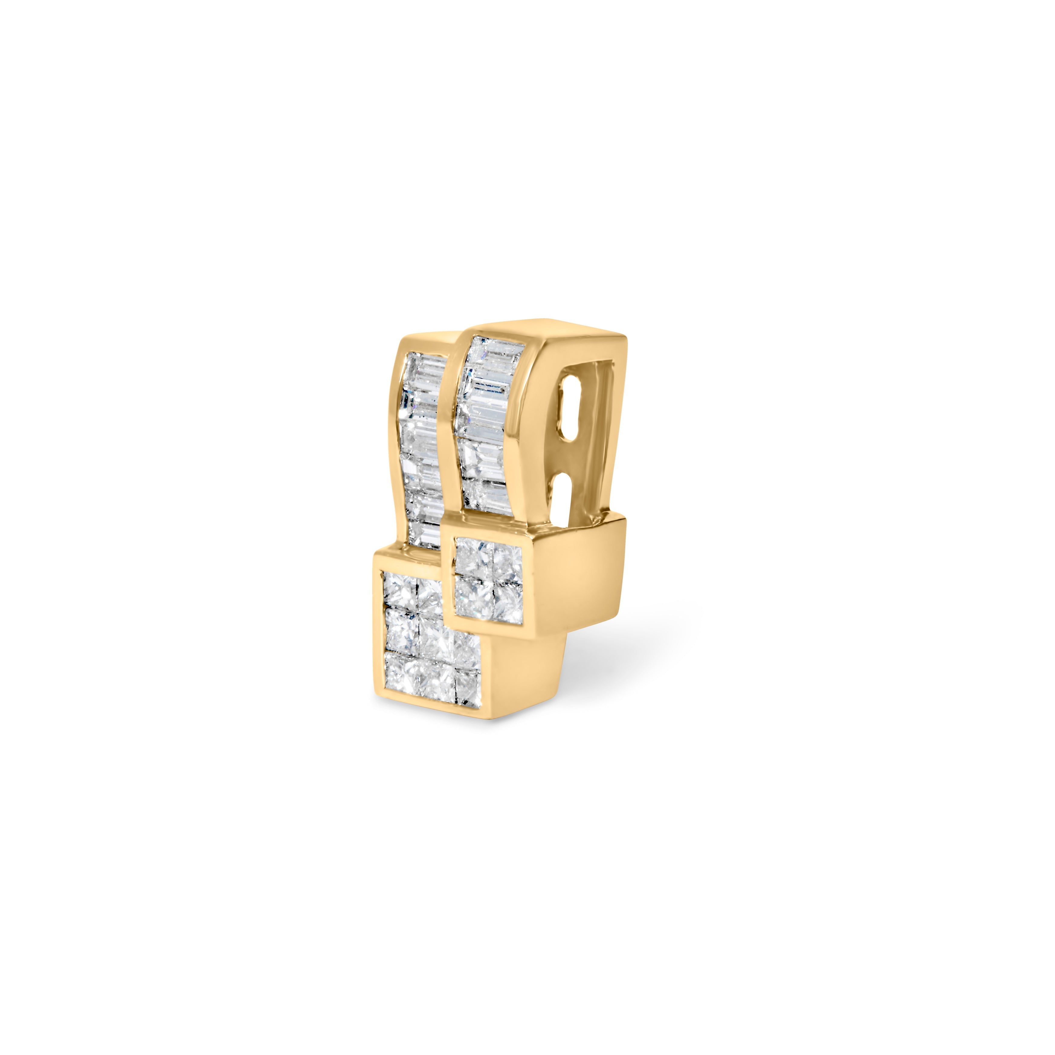 14K Yellow Gold 1 1/2 cttw Princess and Baguette Cut Diamond Geometric Pendant Necklace H-I Color, VS1-VS2 Clarity on sale at MyriadMart
