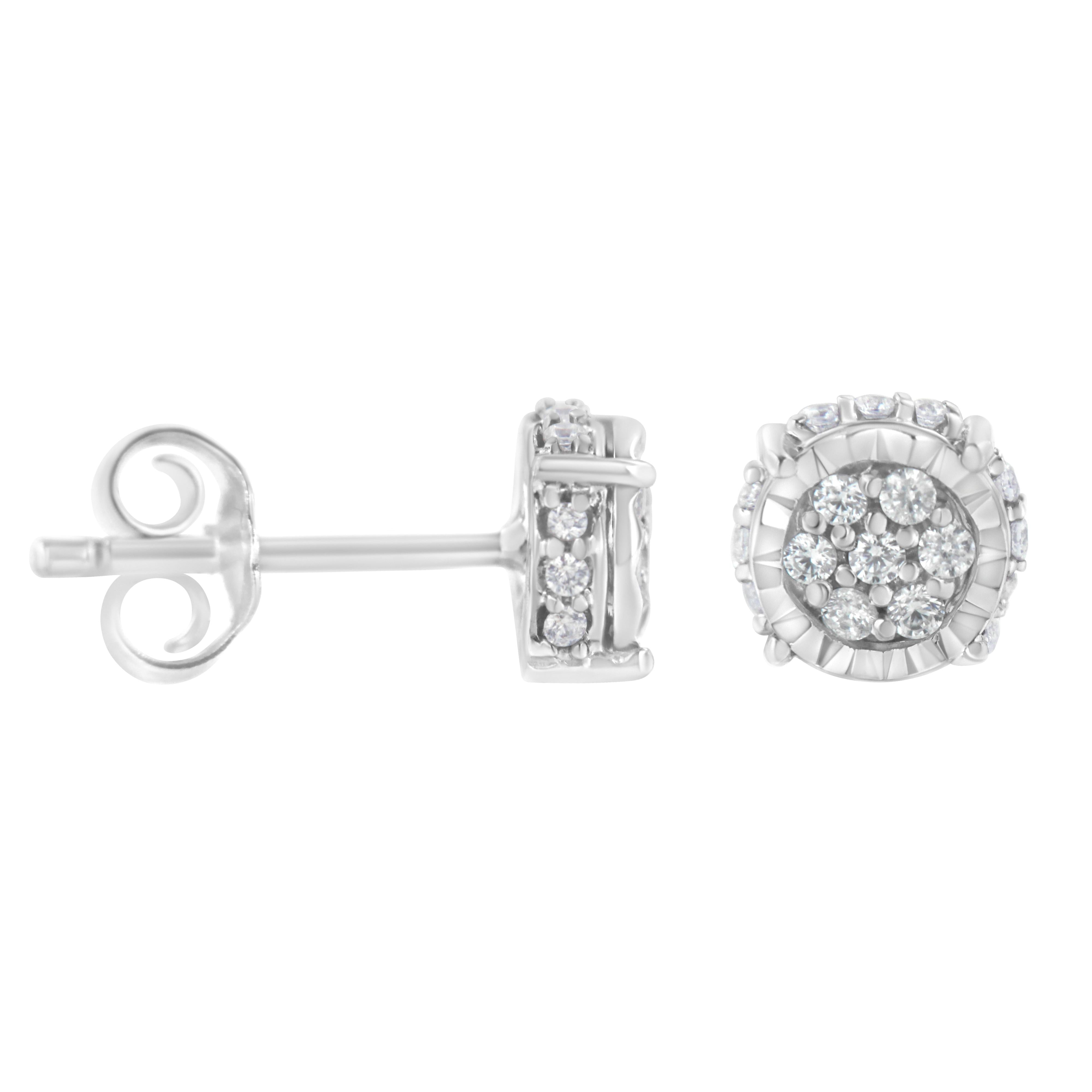 .925 Sterling Silver 1/3 cttw Round-cut Diamond Floral Stud Earring I-J Clarity, I3 Color on sale at MyriadMart