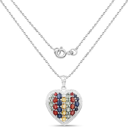 4.40 Carat Genuine Multi Stones .925 Sterling Silver Pendant on sale at MyriadMart