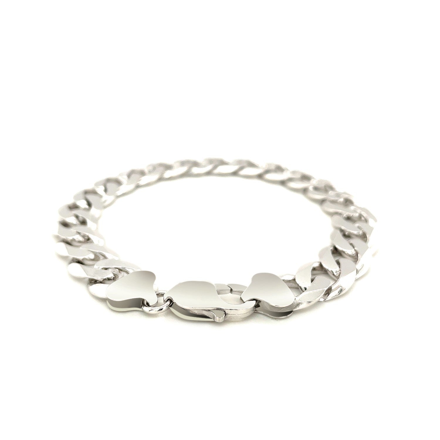 Rhodium Plated 11.6mm Sterling Silver Curb Style Bracelet on sale at MyriadMart