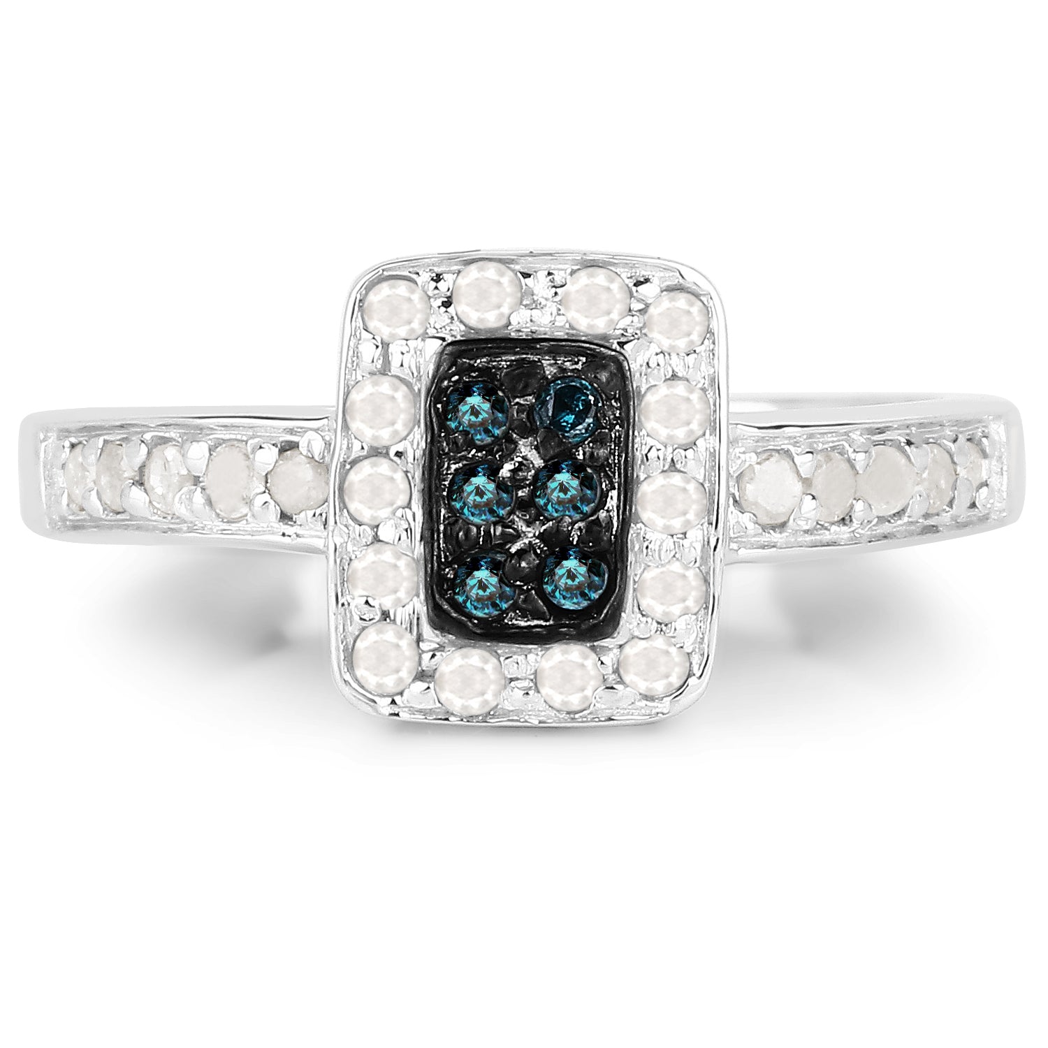 0.36 Carat Genuine Blue Diamond and White Diamond .925 Sterling Silver Ring on sale at MyriadMart