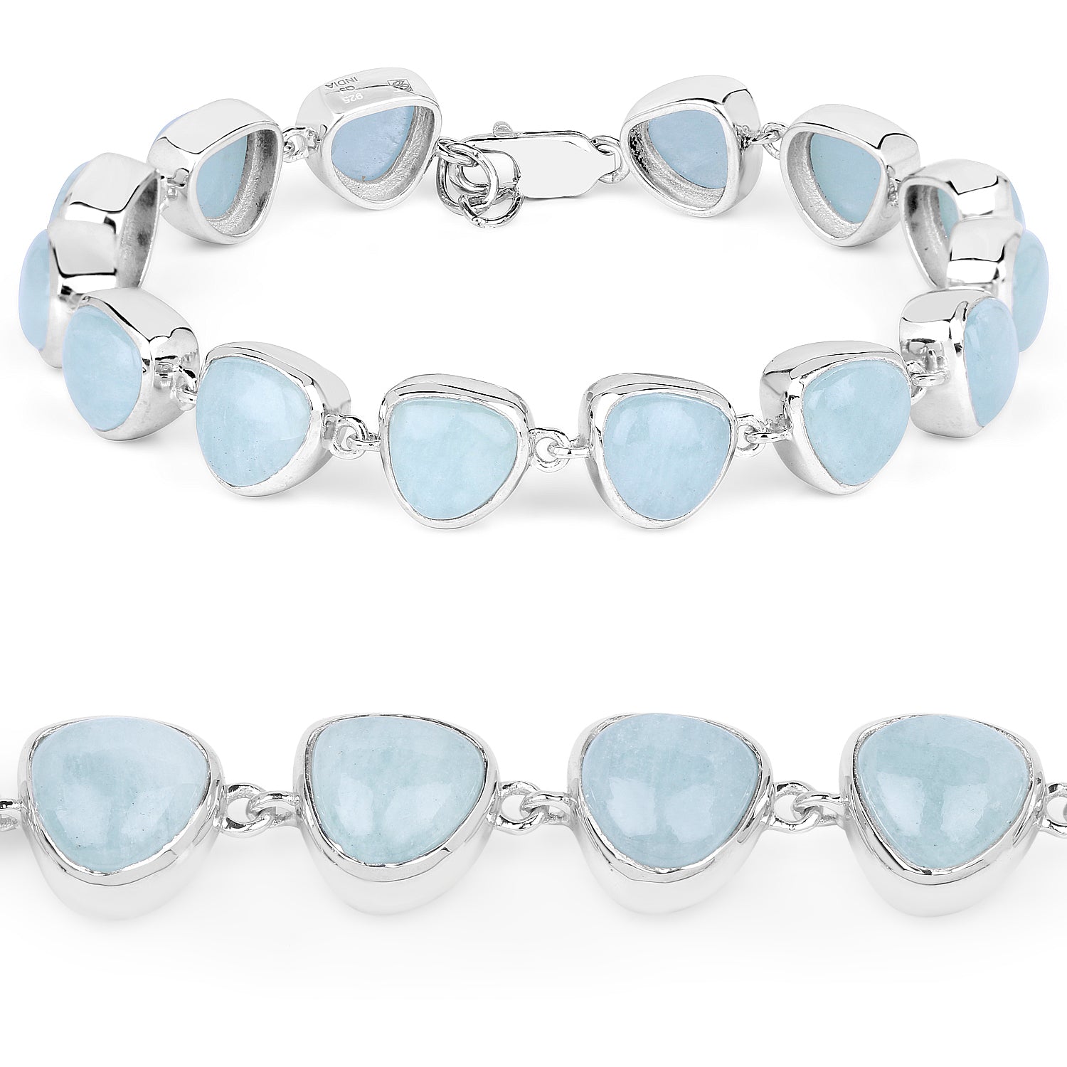 25.90 Carat Genuine Aquamarine .925 Sterling Silver Bracelet on sale at MyriadMart