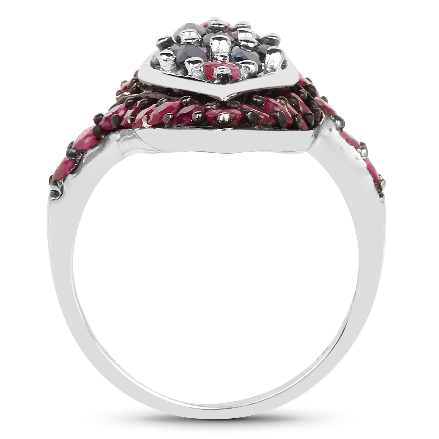 1.77 Carat Genuine Blue Sapphire and Ruby .925 Sterling Silver Ring on sale at MyriadMart