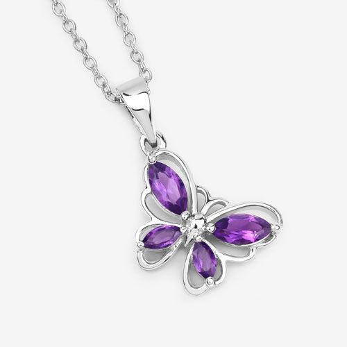 0.60 Carat Genuine Amethyst .925 Sterling Silver Pendant on sale at MyriadMart