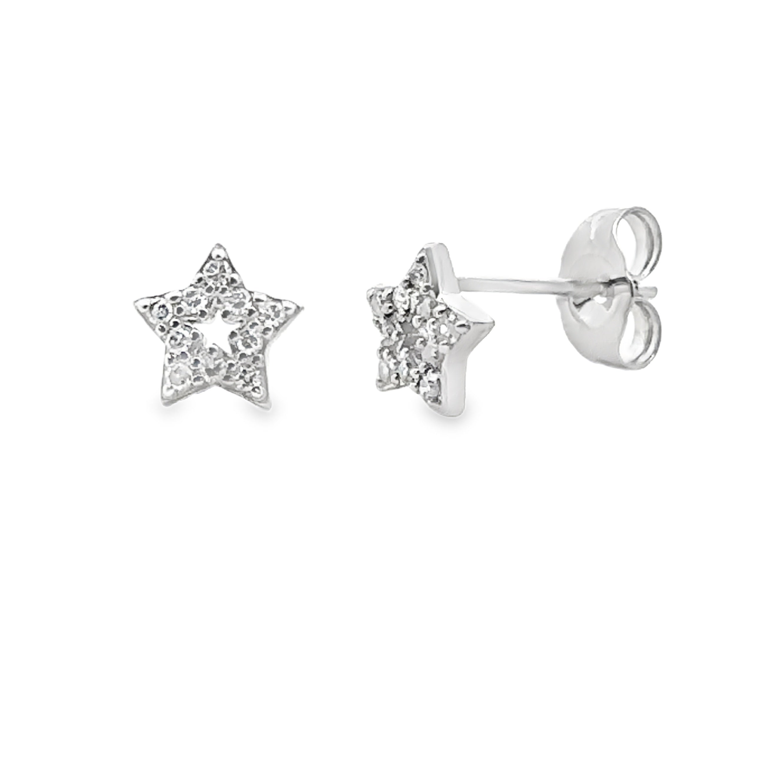 .05ct Diamond Earrings 14KT White Gold on sale at MyriadMart
