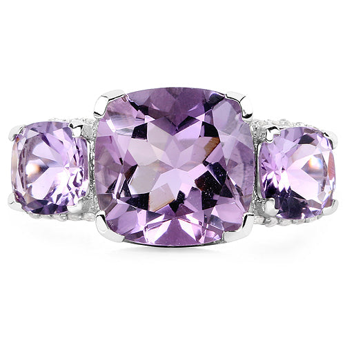 5.85 Carat Genuine Pink Amethyst and White Topaz .925 Sterling Silver Ring on sale at MyriadMart