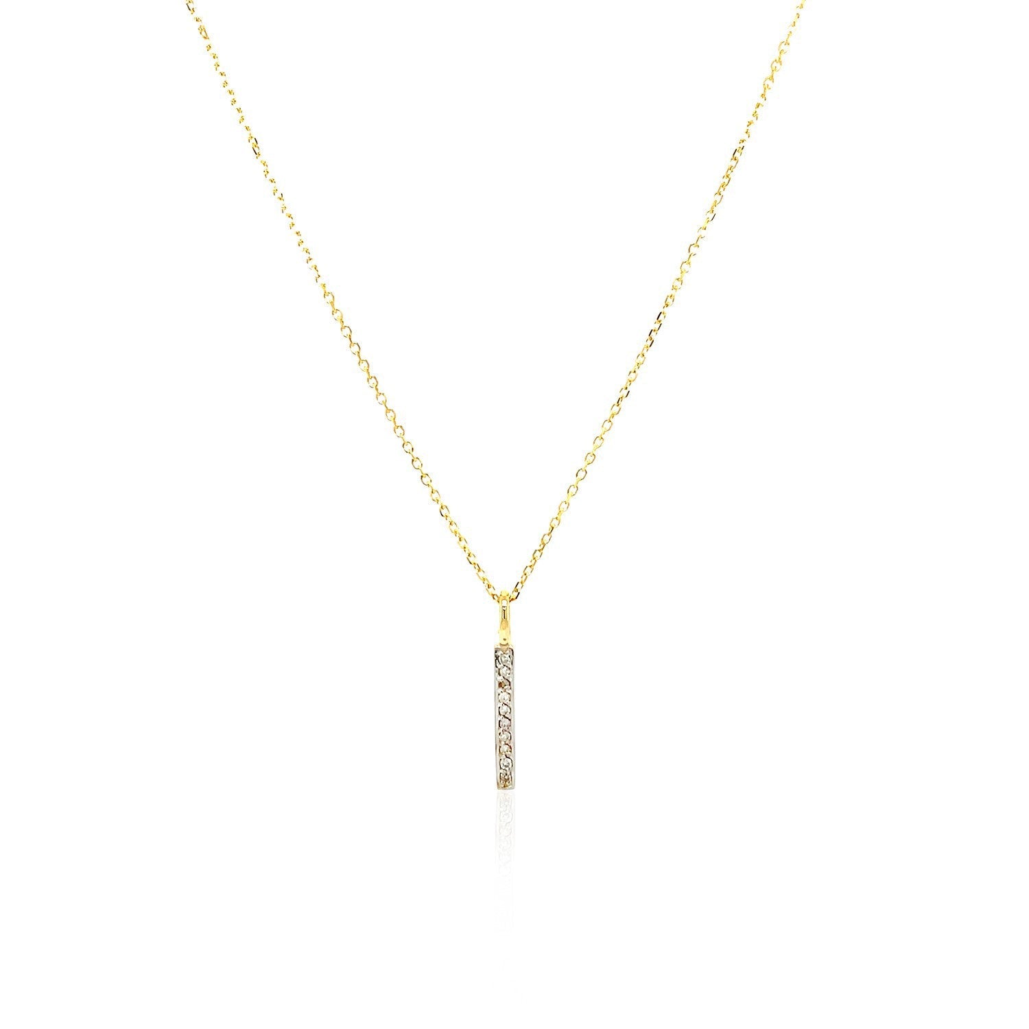 14k Yellow Gold Bar Pendant with Diamonds on sale at MyriadMart