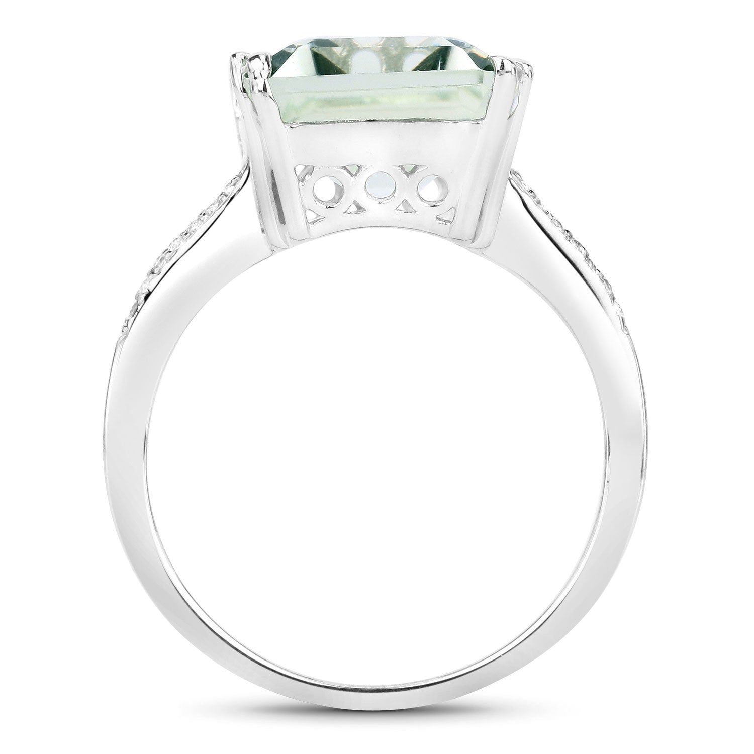 10.64 Carat Genuine Green Amethyst and White Topaz .925 Sterling Silver Ring on sale at MyriadMart
