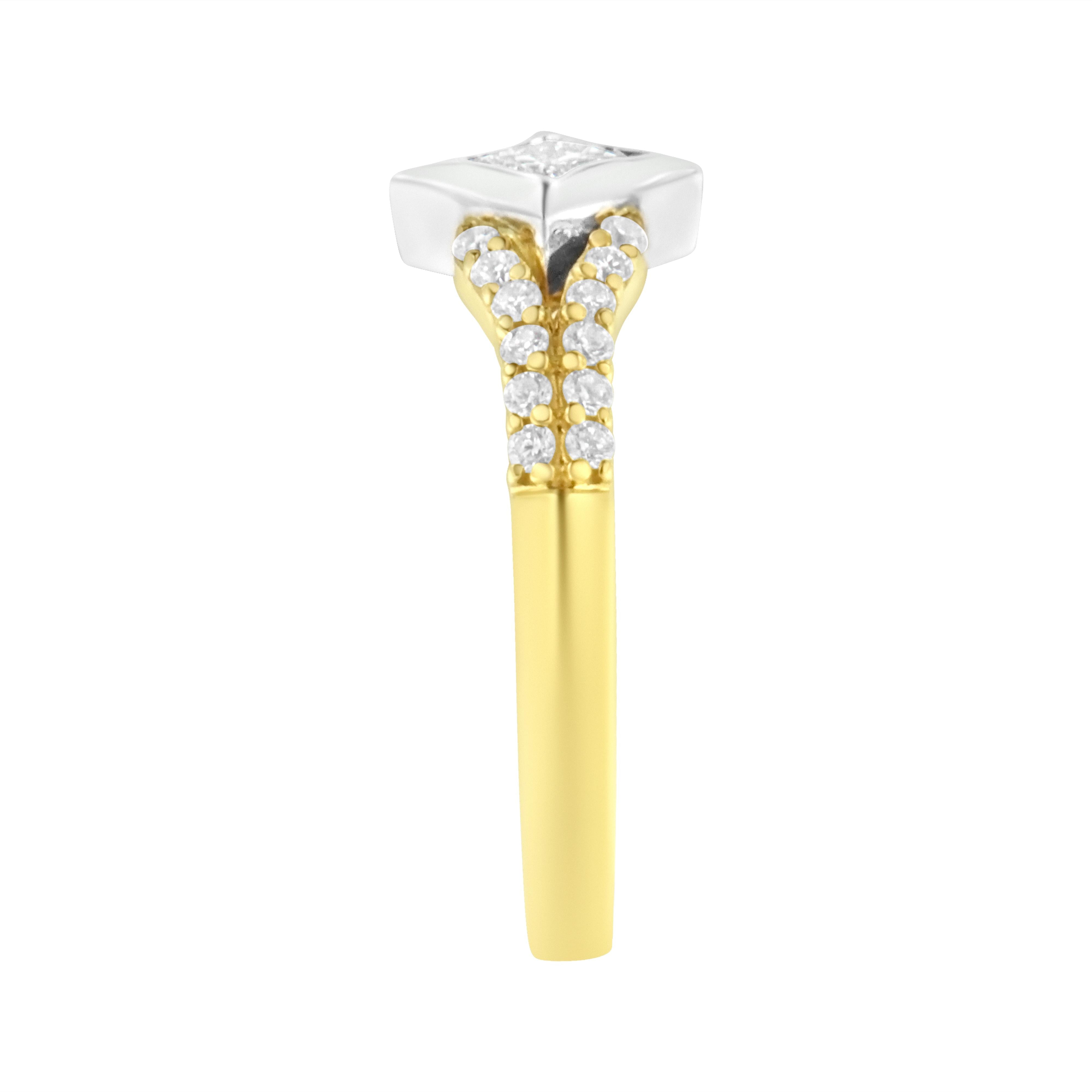 10K Two Tone Color 1/2 Cttw Diamond Kite and Split Shank Ring H-I Color,SI2-I1 Clarity on sale at MyriadMart