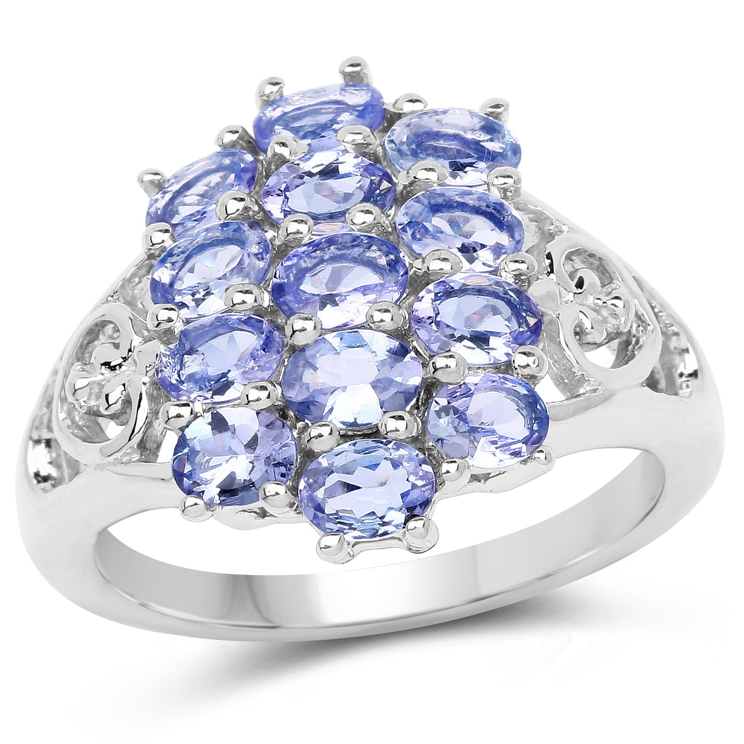 2.21 Carat Genuine Tanzanite .925 Sterling Silver Ring on sale at MyriadMart