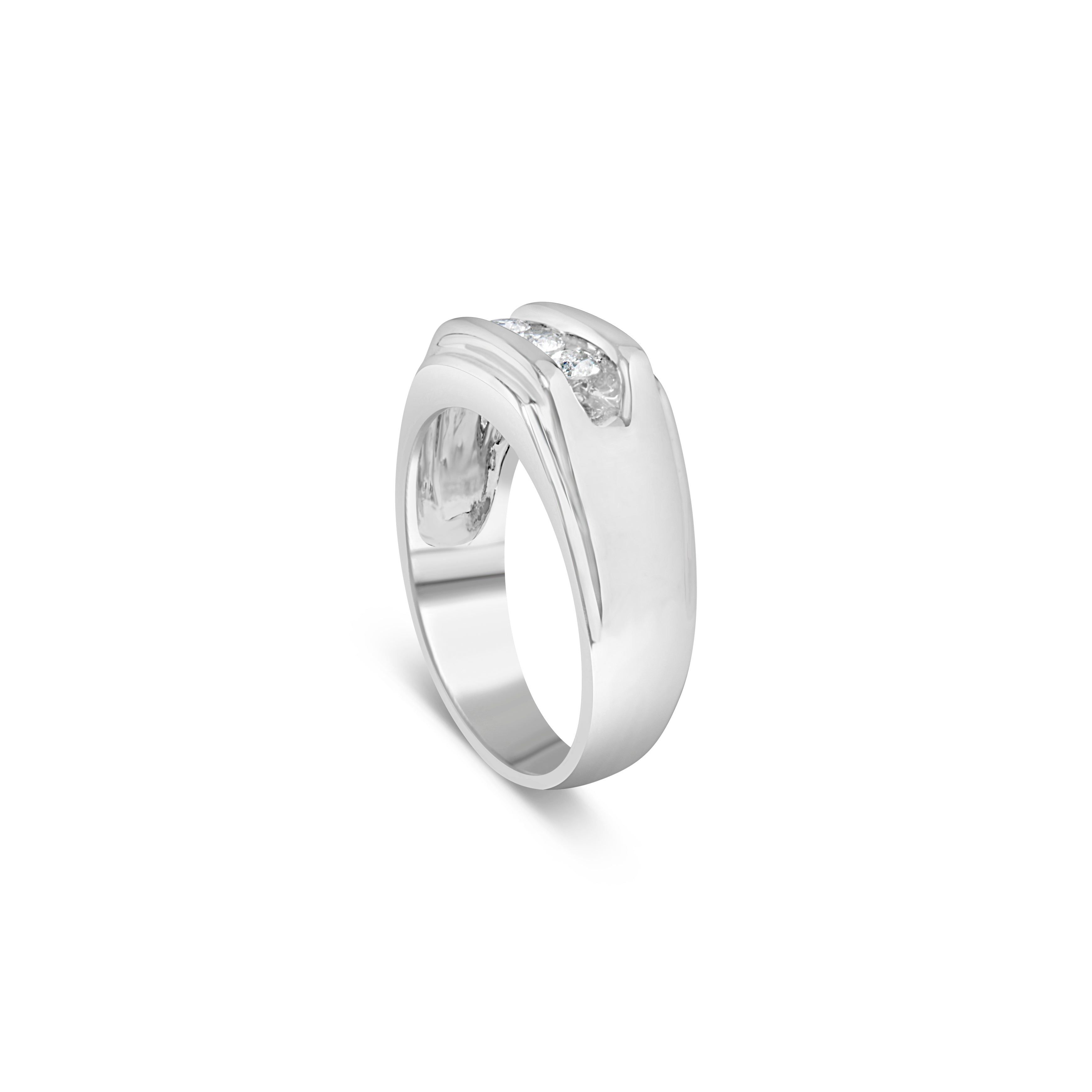 Men's .925 Sterling Silver 1/3 Cttw Diamond Channel Set 3 Stone Ring Band I-J Color, I3 Clarity - Ring Size 10 on sale at MyriadMart